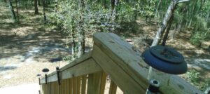 Solar lights on the outside stair rail 